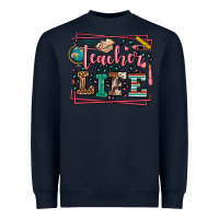 Navy Teacher life leopard frame Heavyweight Sweatshirt - LillyAllenDesigns