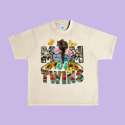 Mom Of Twins Girls Mother's Day Urban Heavy Tee Designed By Cowgirlartshop