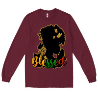 Burgundy Blessed black history Long Sleeve Tee - HowdyJamesFarm