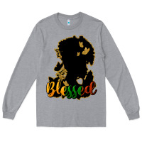 Heather Grey Blessed black history Long Sleeve Tee - HowdyJamesFarm