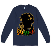 Navy Blessed black history Long Sleeve Tee - HowdyJamesFarm