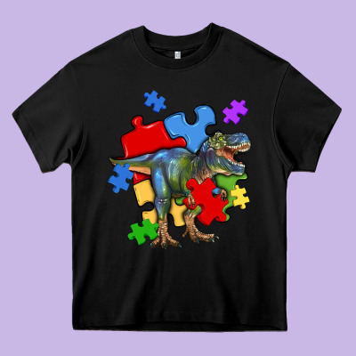 Autism T Rex Heavy Core Tee Designed By Artiststas