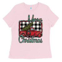 Bubblegum Pink Merry Christmas Truck Ladies Tee - Bettercallsaul