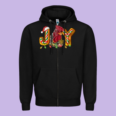 Joy Rooster Zipper Hoodie Designed By Lillyallendesigns