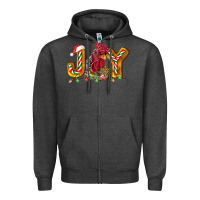 Charcoal Heather Joy Rooster Zipper Hoodie - LillyAllenDesigns