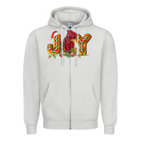 Dove Grey Joy Rooster Zipper Hoodie - LillyAllenDesigns
