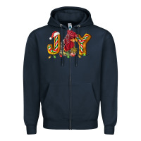 Navy Joy Rooster Zipper Hoodie - LillyAllenDesigns