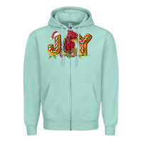 Seafoam Joy Rooster Zipper Hoodie - LillyAllenDesigns