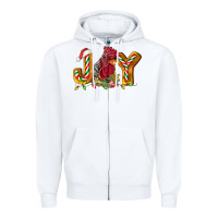 White Joy Rooster Zipper Hoodie - LillyAllenDesigns