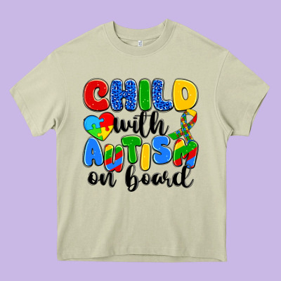 Child With Autism On Board Heavy Core Tee Designed By Artiststas