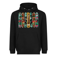 Black football serape cowhide turquoise glitter  brushstrokes Heavyweight Hoodie - Artiststas