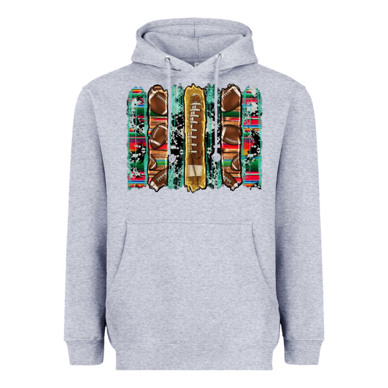 Football Serape Cowhide Turquoise Glitter  Brushstrokes Heavyweight Hoodie by Artiststas | Teevron