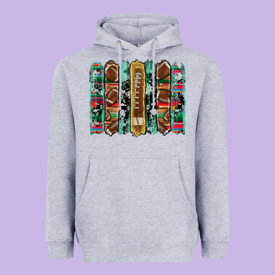 Football Serape Cowhide Turquoise Glitter  Brushstrokes Heavyweight Hoodie Designed By Artiststas