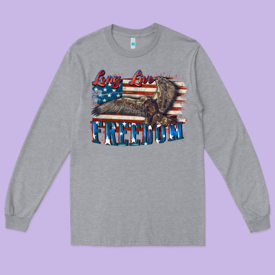 Long Live Freedom 4th Of July Long Sleeve Tee Designed By Cowgirlartshop