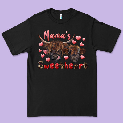 Mama's Sweetheart Highland Cow And Calf Premium Tee Designed By Ranaportraitstore