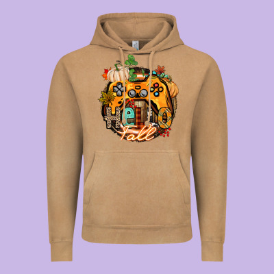 Hello Fall Gamer Vintage Hoodie Designed By Cowgirlartshop