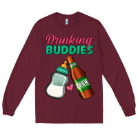 Burgundy Drinking Buddies Long Sleeve Tee - Jasminsmagicworld