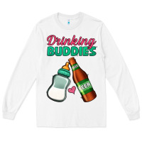White Drinking Buddies Long Sleeve Tee - Jasminsmagicworld