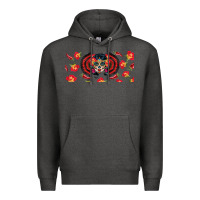 Charcoal Heather sugar skull rose libbey glass Premium Hoodie - BundleAndBundleShop