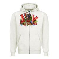 Oatmeal Heather joy pig Zipper Hoodie - LillyAllenDesigns