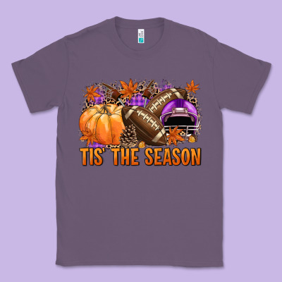 Tis' The Season Football Purple Helmet Classic Tee Designed By Nancycooperartshop