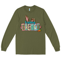 Army Green Happy Easter Easter Day Long Sleeve Tee - CowGirlArtShop