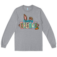 Heather Grey Happy Easter Easter Day Long Sleeve Tee - CowGirlArtShop