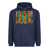 Navy basketball serape cowhide turquoise leopard glitter  brushstrokes Heavyweight Hoodie - Artiststas