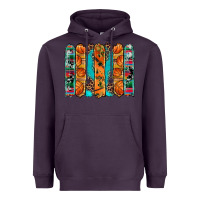Plum basketball serape cowhide turquoise leopard glitter  brushstrokes Heavyweight Hoodie - Artiststas