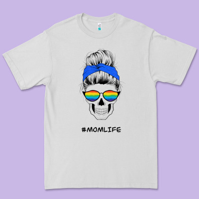 Blue Glitter Rainbow Mom Skull Premium Tee Designed By Bettercallsaul