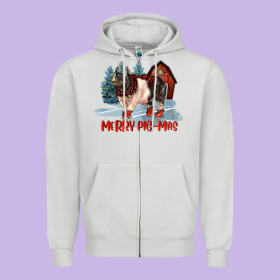 Merry Pigmas Zipper Hoodie Designed By Lillyallendesigns
