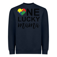 Navy one lucky mama Heavyweight Sweatshirt - CowhideDigitalArt