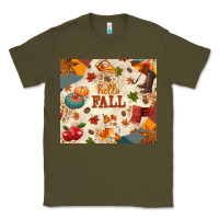 Army Green Hello Fall Classic Tee - texasbilliewilder
