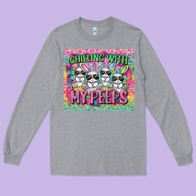 Easter Day Chilling With My Peeps Long Sleeve Tee Designed By Cowgirlartshop