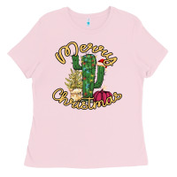 Bubblegum Pink Merry Christmas Cactus Ladies Tee - Bettercallsaul
