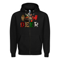 Black oh deer christmas Zipper Hoodie - LillyAllenDesigns
