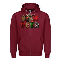 Burgundy oh deer christmas Zipper Hoodie - LillyAllenDesigns