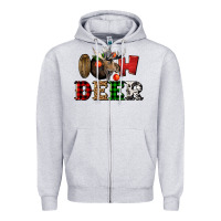 Heather Grey oh deer christmas Zipper Hoodie - LillyAllenDesigns