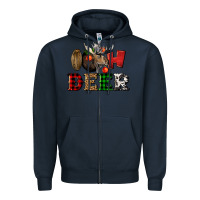 Navy oh deer christmas Zipper Hoodie - LillyAllenDesigns
