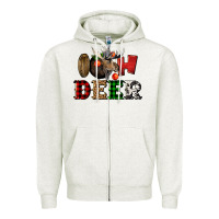 Oatmeal Heather oh deer christmas Zipper Hoodie - LillyAllenDesigns