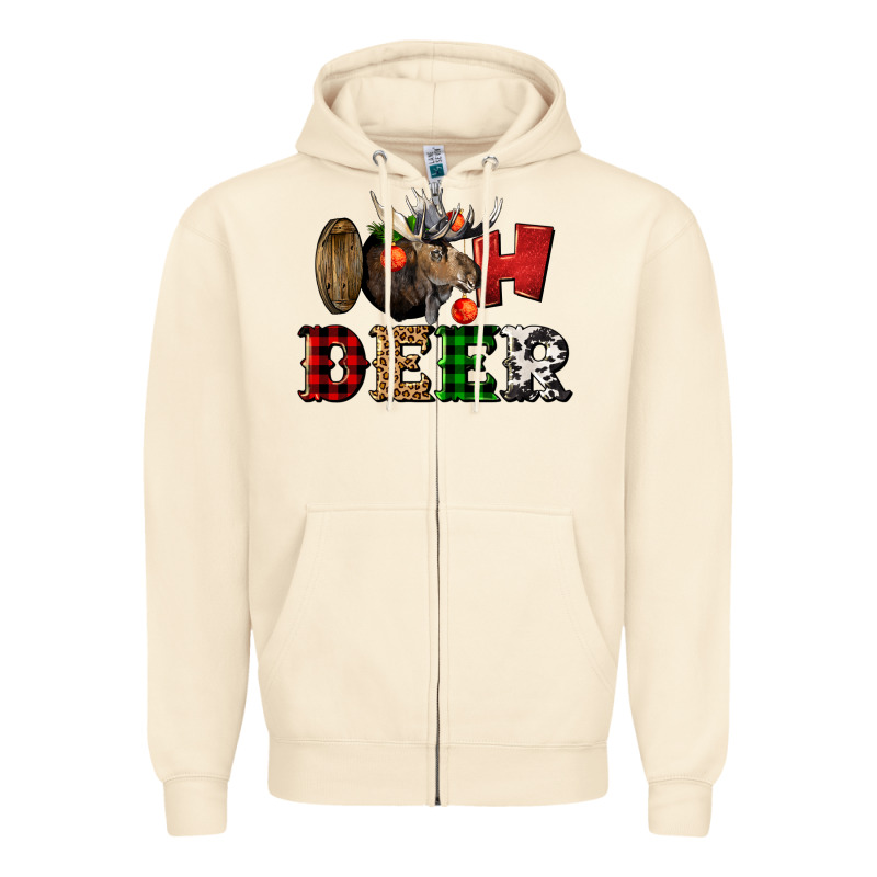 Oh Deer Christmas Zipper Hoodie by LillyAllenDesigns | Teevron
