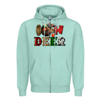 Seafoam oh deer christmas Zipper Hoodie - LillyAllenDesigns