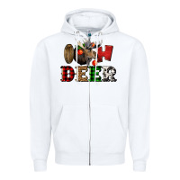 White oh deer christmas Zipper Hoodie - LillyAllenDesigns