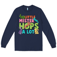 Navy Little mister hops a lot Easter Day Long Sleeve Tee - CowGirlArtShop