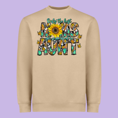 Only The Best Moms Get Promoted To Aunt Heavyweight Sweatshirt Designed By Cowhidedigitalart