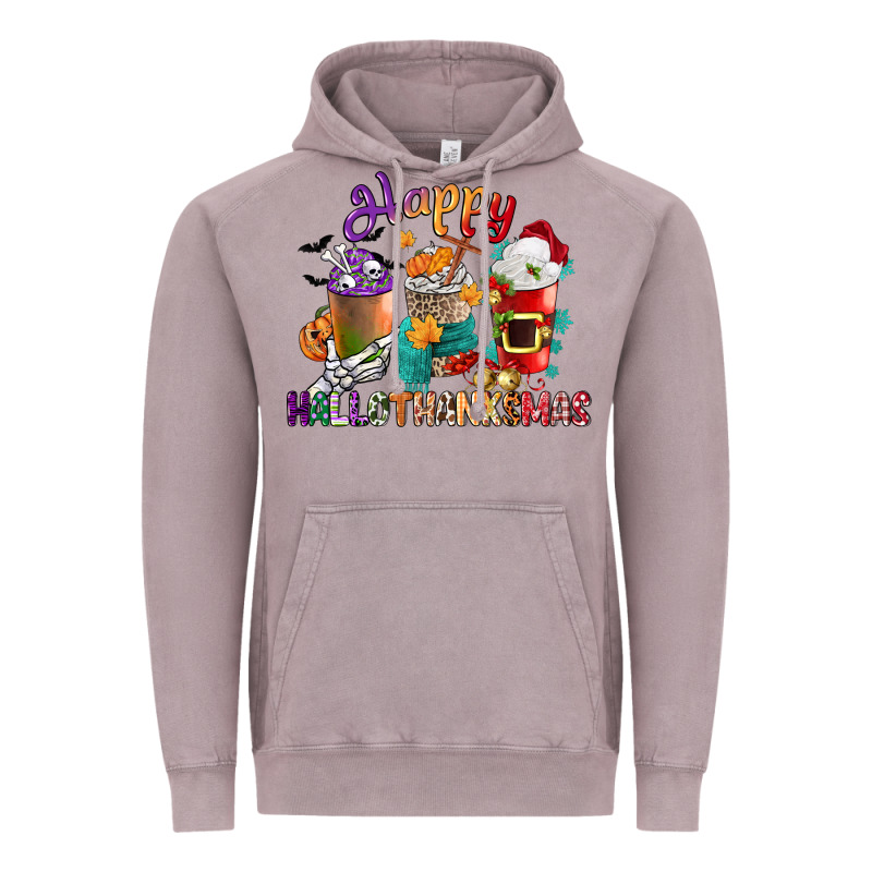 Hallothanksmas Coffee Cups Vintage Hoodie by CowGirlArtShop | Teevron