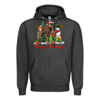 Charcoal Heather happy holidays baby deer Zipper Hoodie - LillyAllenDesigns