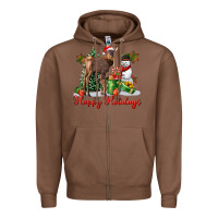 Chestnut happy holidays baby deer Zipper Hoodie - LillyAllenDesigns