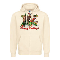 Sandshell happy holidays baby deer Zipper Hoodie - LillyAllenDesigns