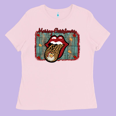 Merry Christmas Lips Santa Ladies Tee Designed By Bettercallsaul